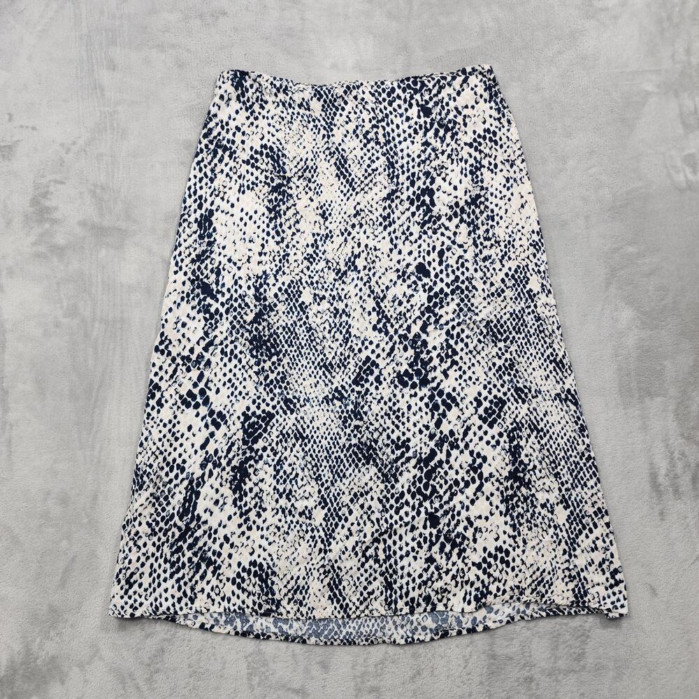 Time And Tru Skirt Womens L Blue Animal Print A-Line Midi Pull On Casual